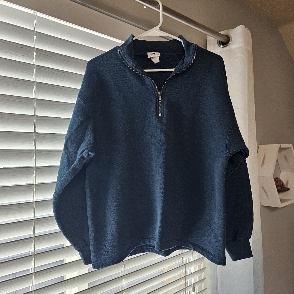 Prospirit Blue Zip Up Sweater Soft Fleece Casual